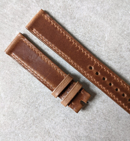 Chromexcel Calfskin Flat Watch Strap - Natural Tan