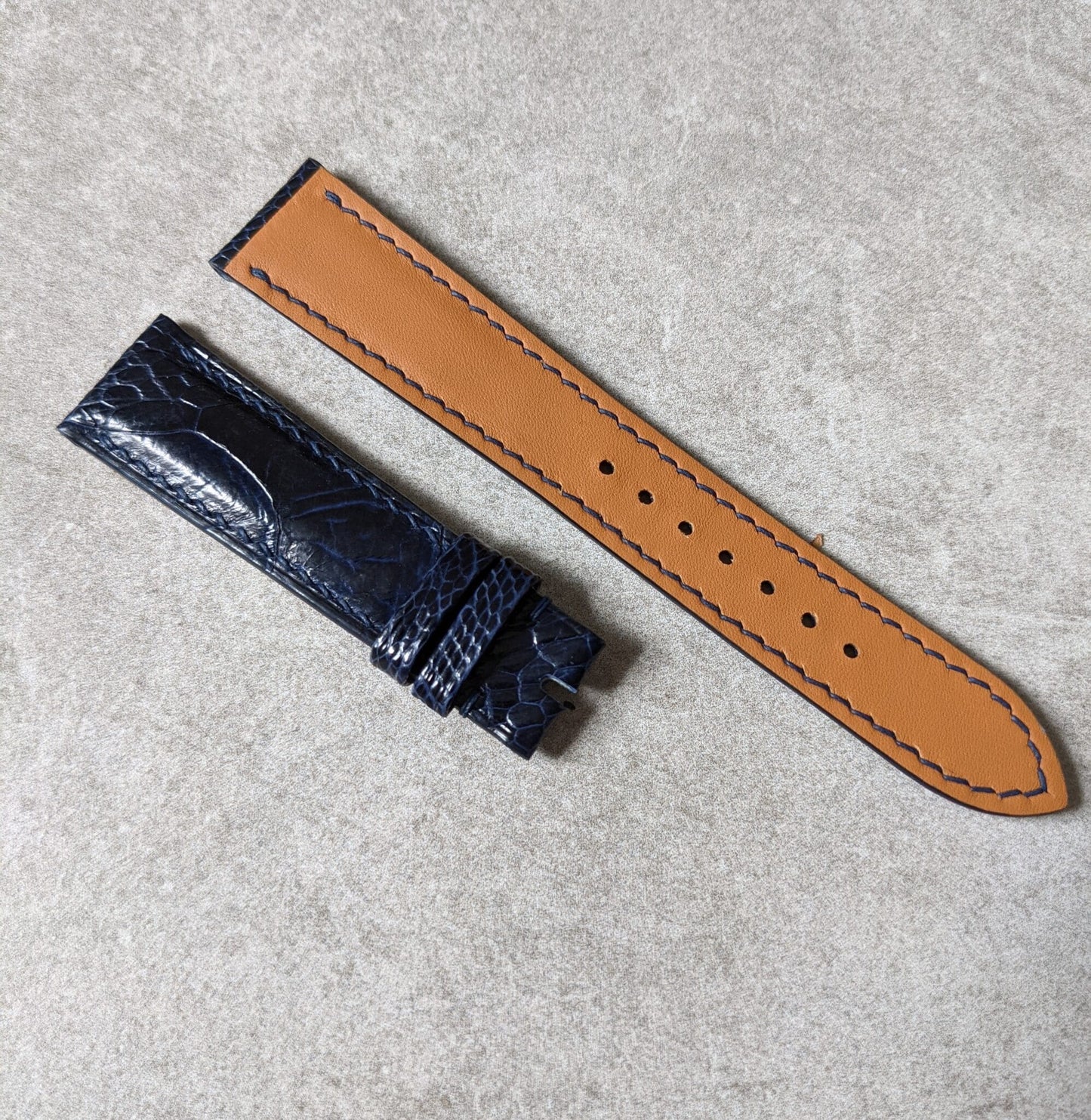 Ostrich Shin Watch Strap - Midnight Blue