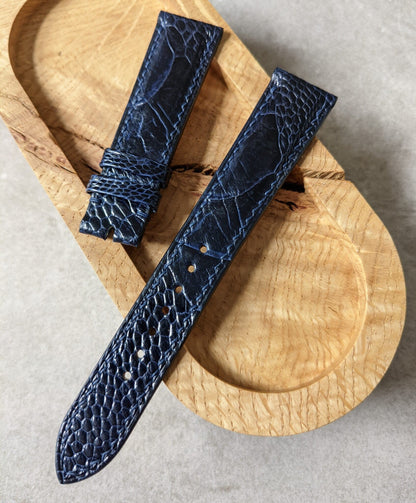 Ostrich Shin Watch Strap - Midnight Blue