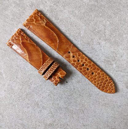 Ostrich Shin Watch Strap - Minimal Stitch - Honey Brown