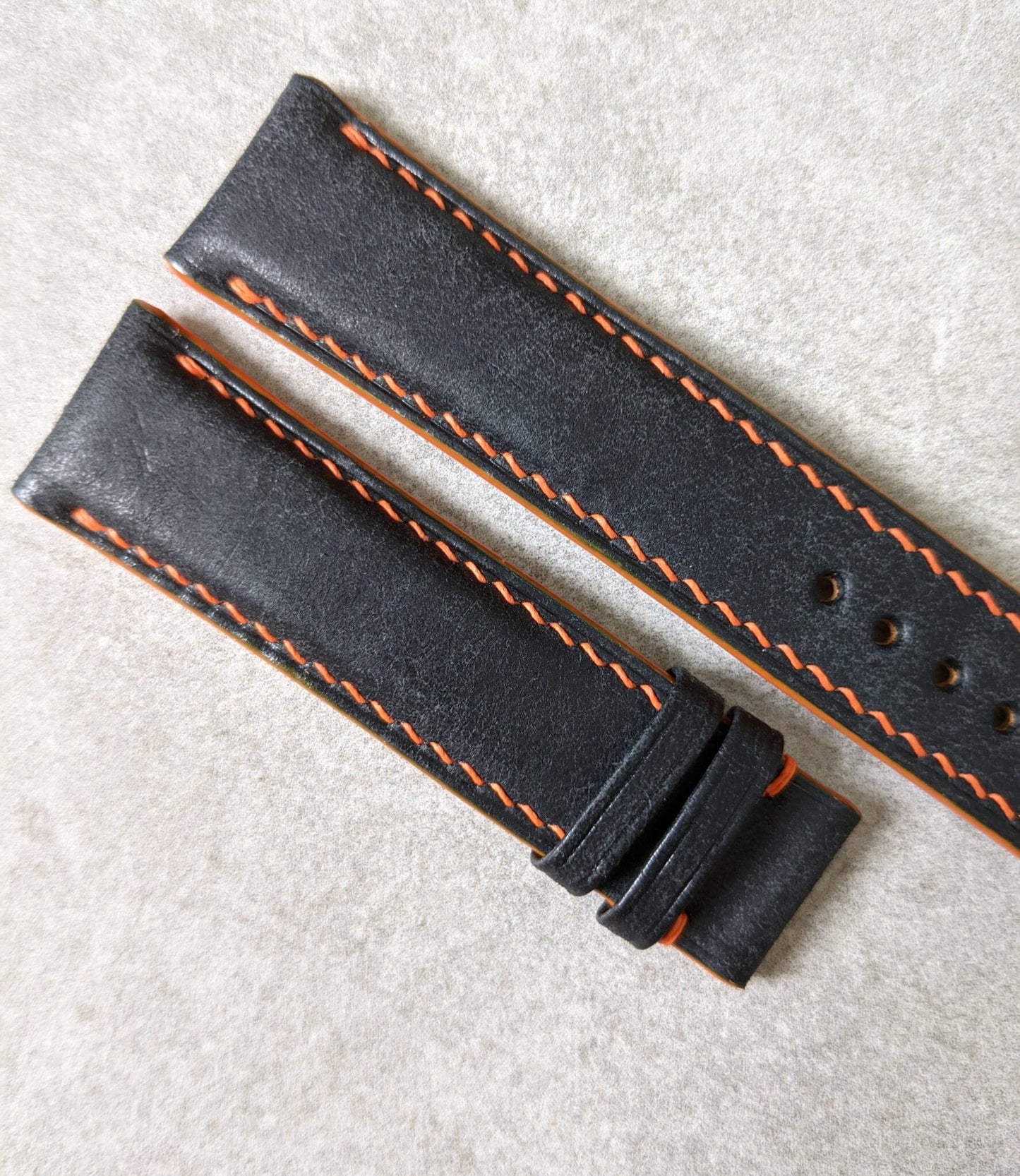 Pueblo Calfskin Strap - Black & Orange