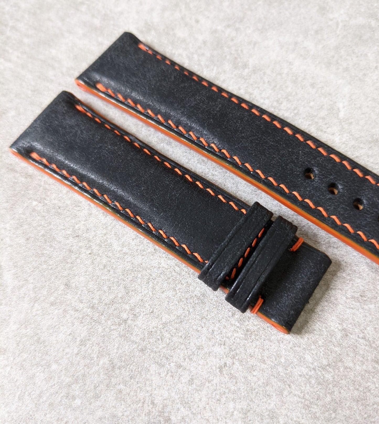 Pueblo Calfskin Strap - Black & Orange