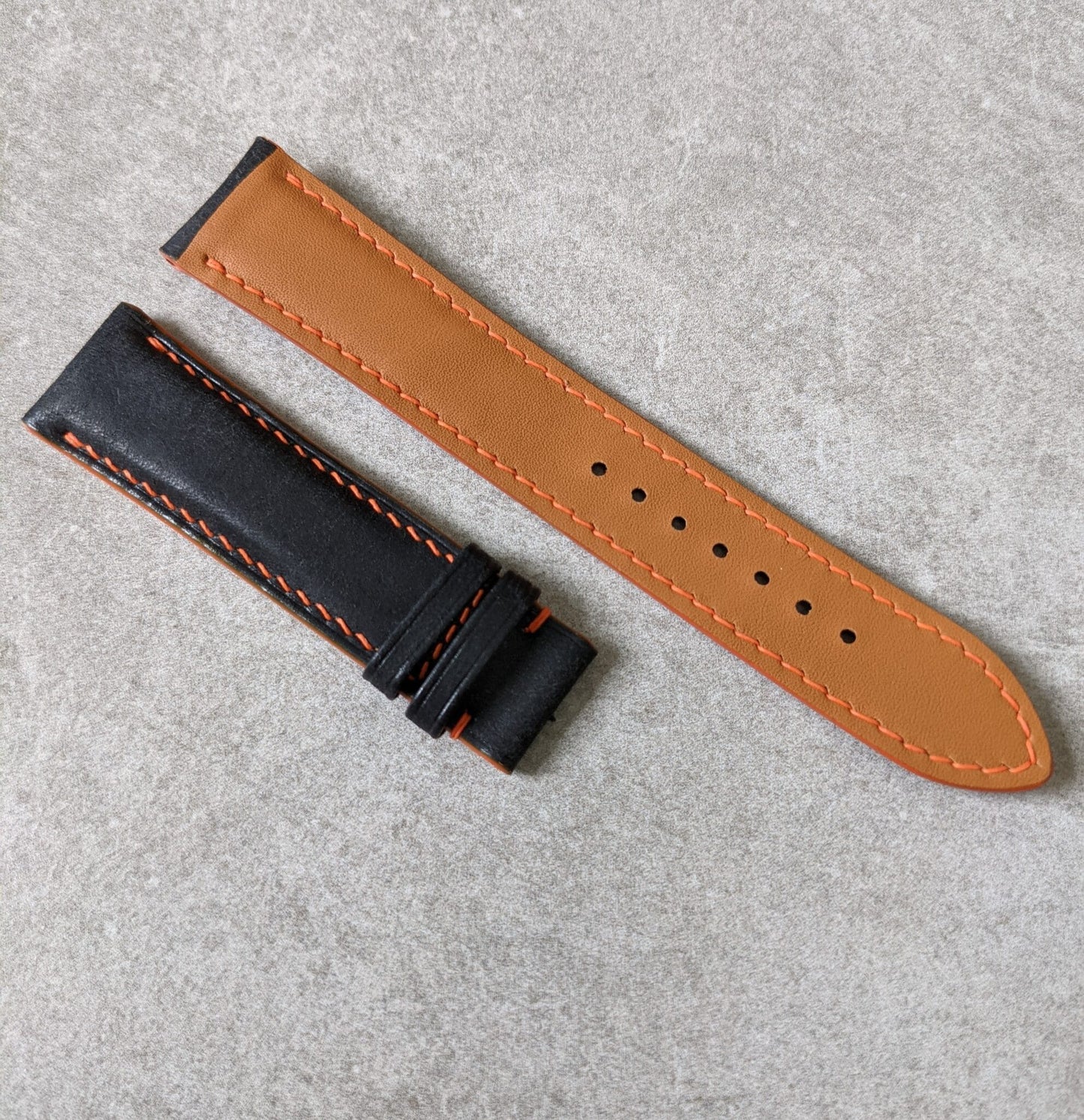 Pueblo Calfskin Strap - Black & Orange