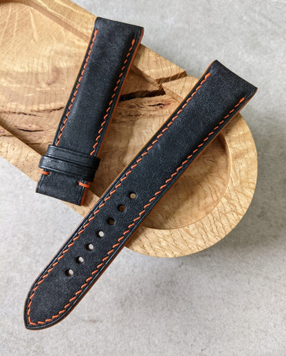 Pueblo Calfskin Strap - Black & Orange