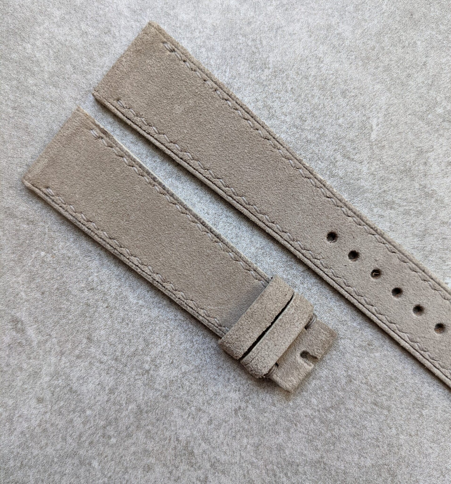 Premium Stitched Suede Strap - Light Taupe