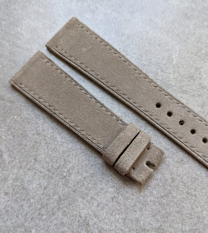 Premium Stitched Suede Strap - Light Taupe