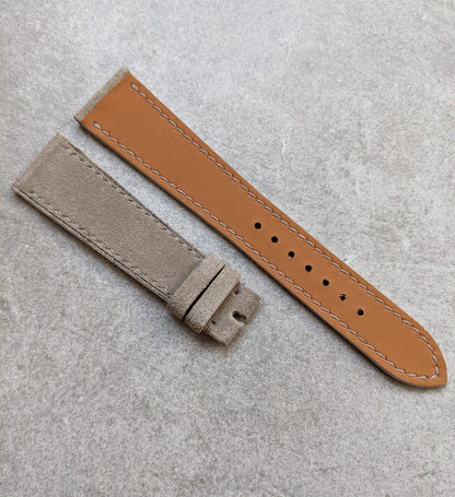 Premium Stitched Suede Strap - Light Taupe