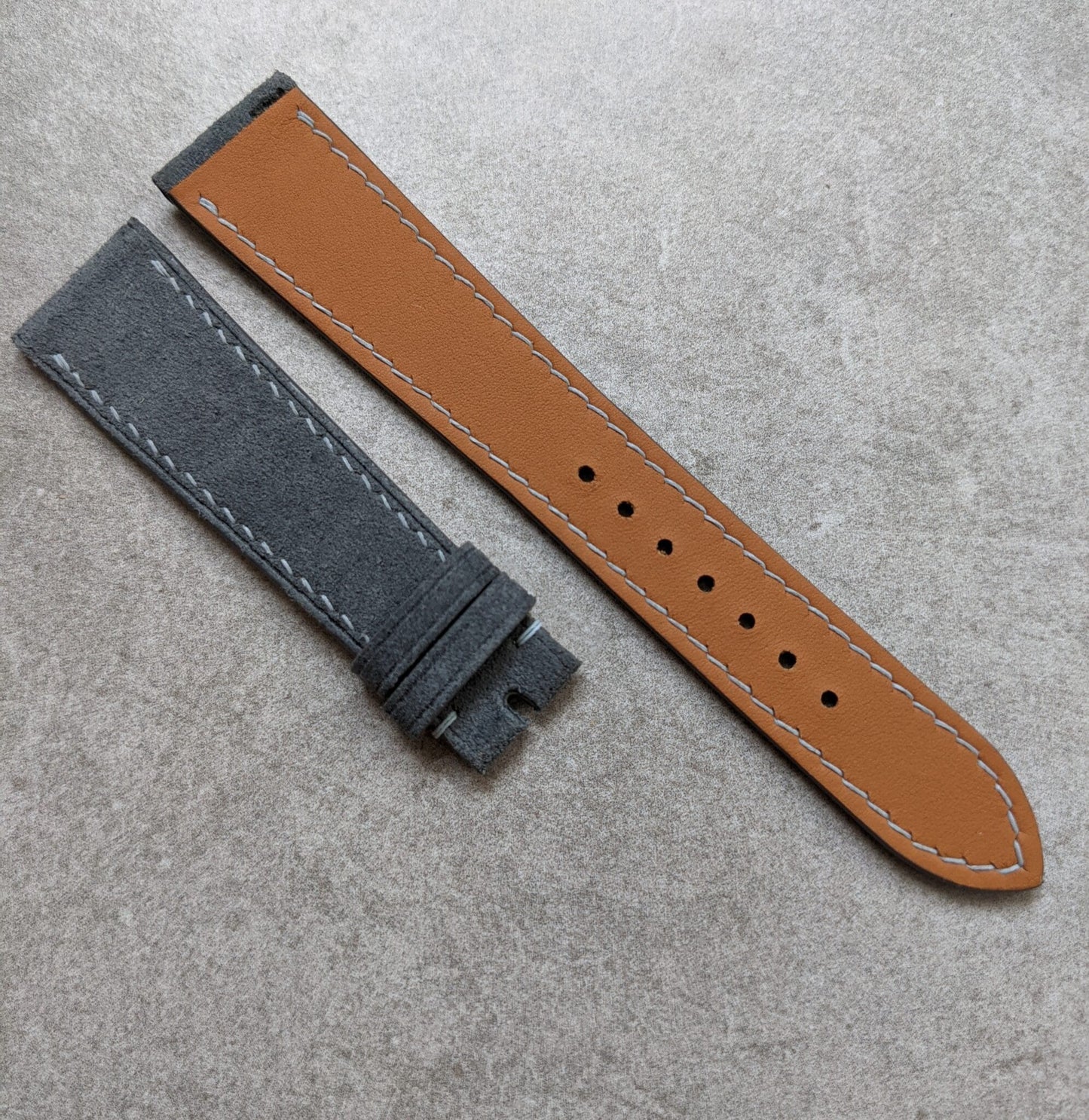 Premium Stitched Suede Strap - Grey