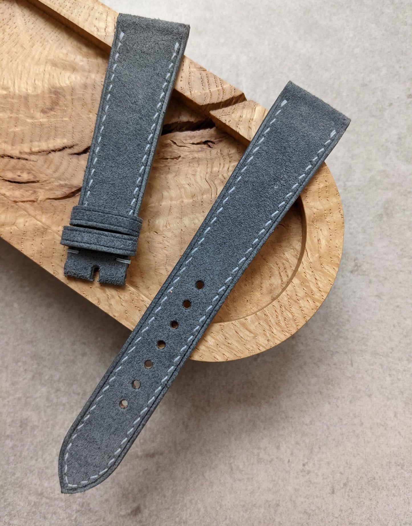 Premium Stitched Suede Strap - Grey