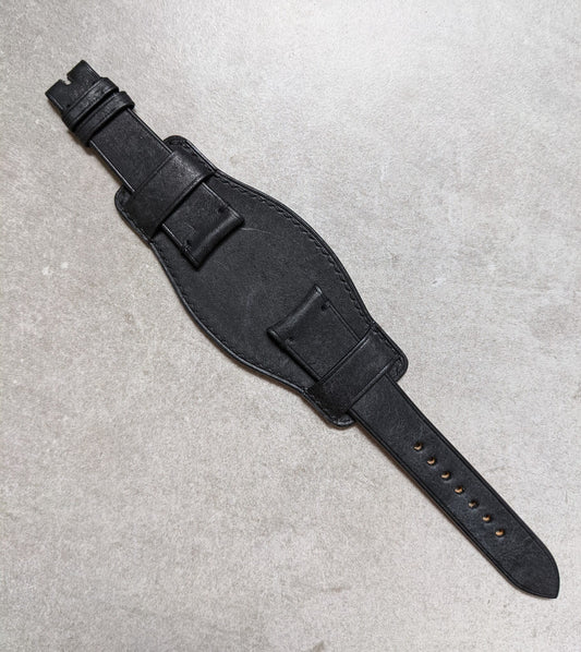 Pueblo Leather Bund Watch Strap - Stealth Black