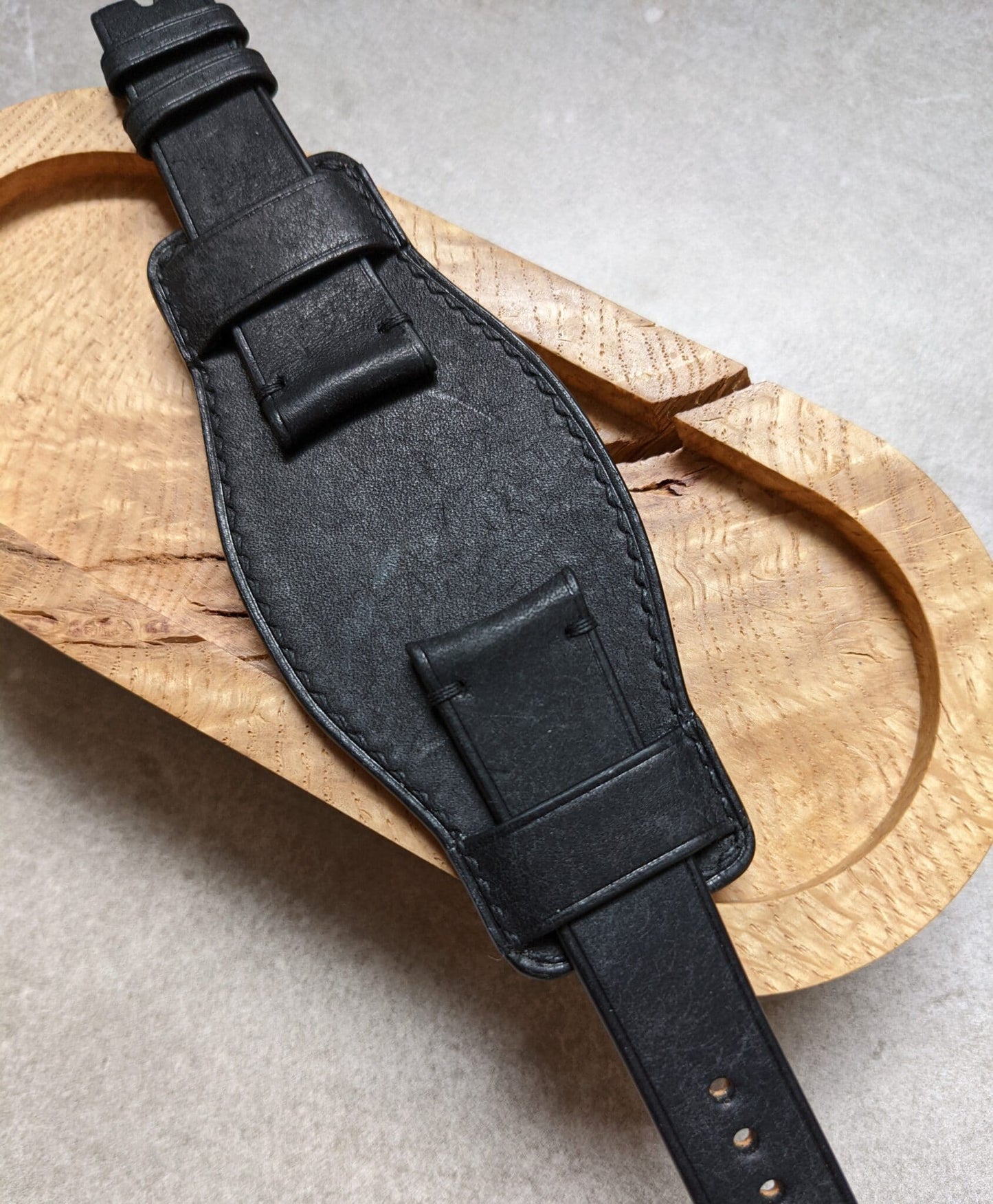 Pueblo Leather Bund Watch Strap - Stealth Black