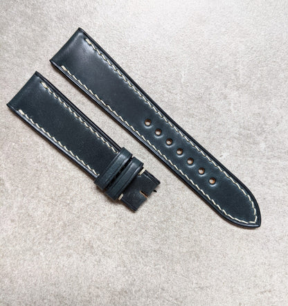 Shell Cordovan Watch Strap - Navy W/Cream stitching