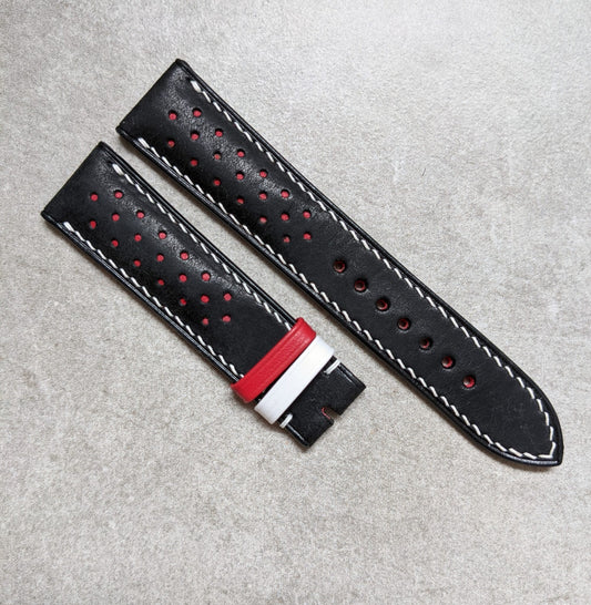 Pueblo Calfskin Strap - Black, Red & White Tin Tin