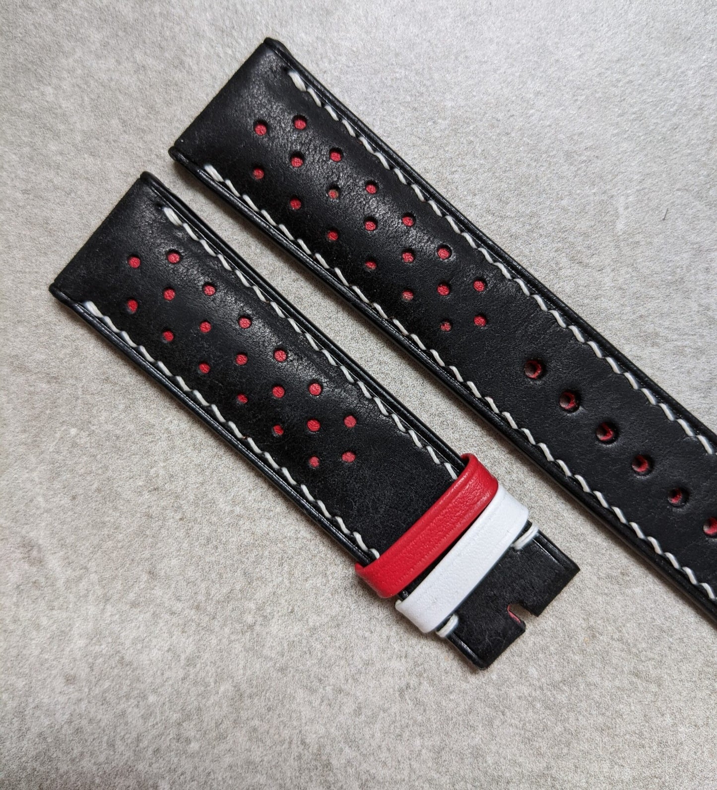 Pueblo Calfskin Strap - Black, Red & White Tin Tin