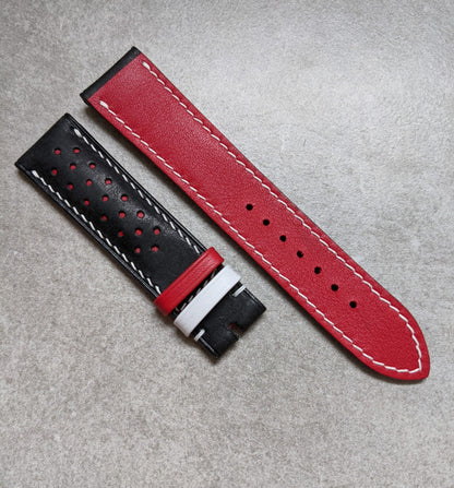 Pueblo Calfskin Strap - Black, Red & White Tin Tin