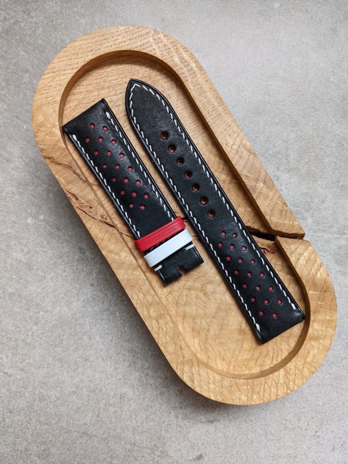 Pueblo Calfskin Strap - Black, Red & White Tin Tin