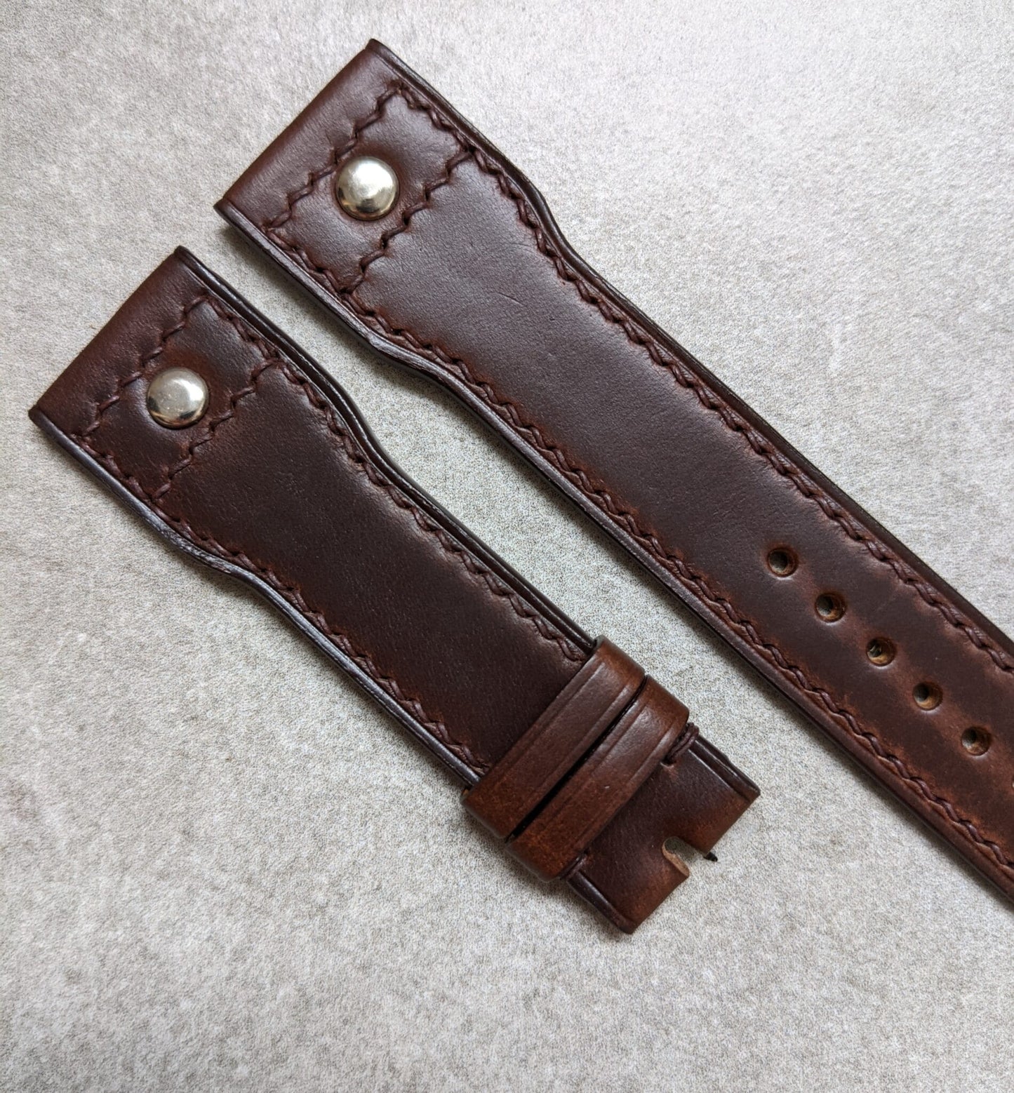 Chromexcel IWC Riveted Watch Strap - Chocolate