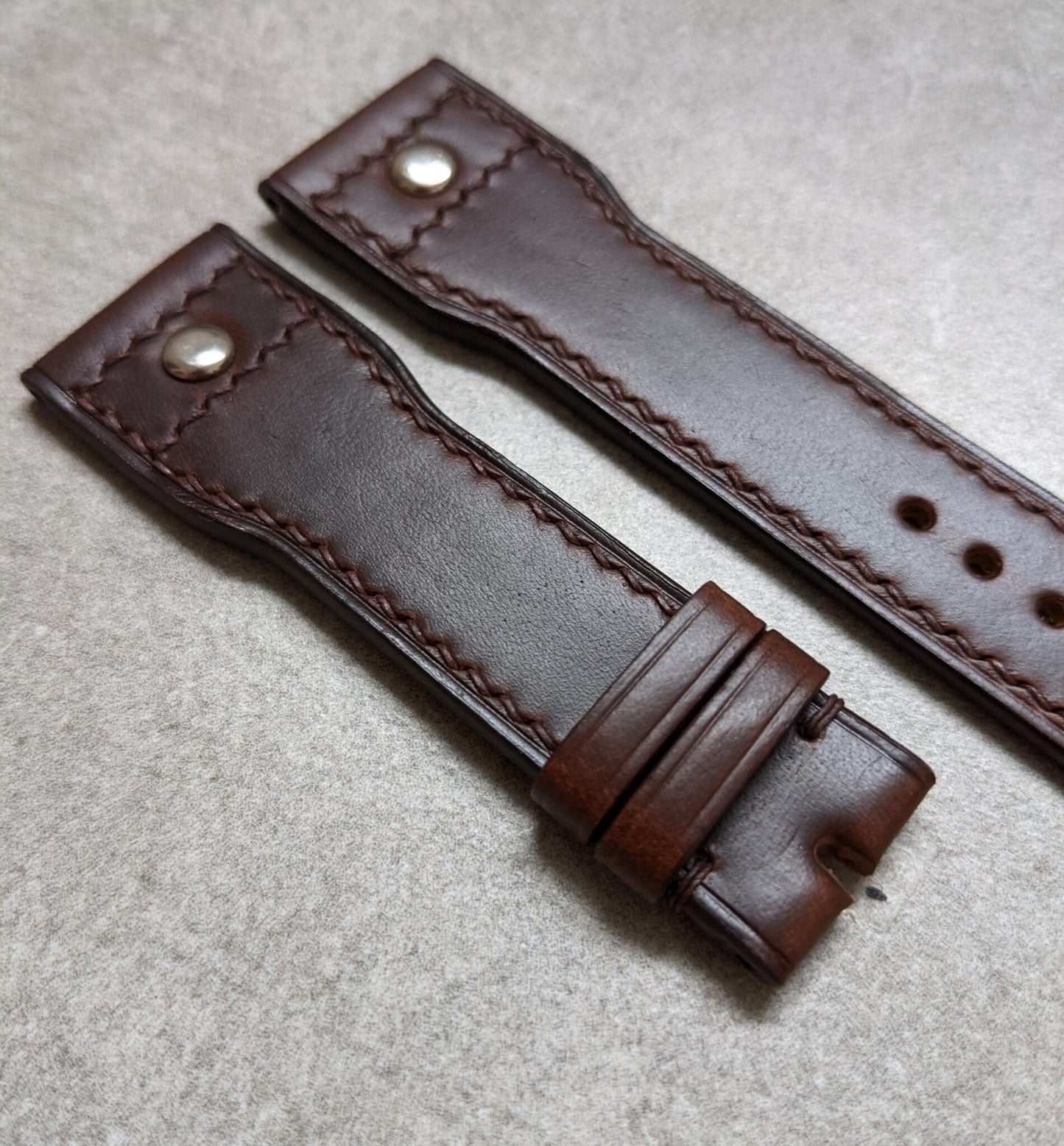 Chromexcel IWC Riveted Watch Strap - Chocolate