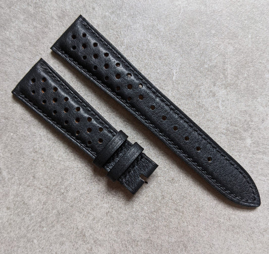 Vintage Pig Skin Rally Strap - Black