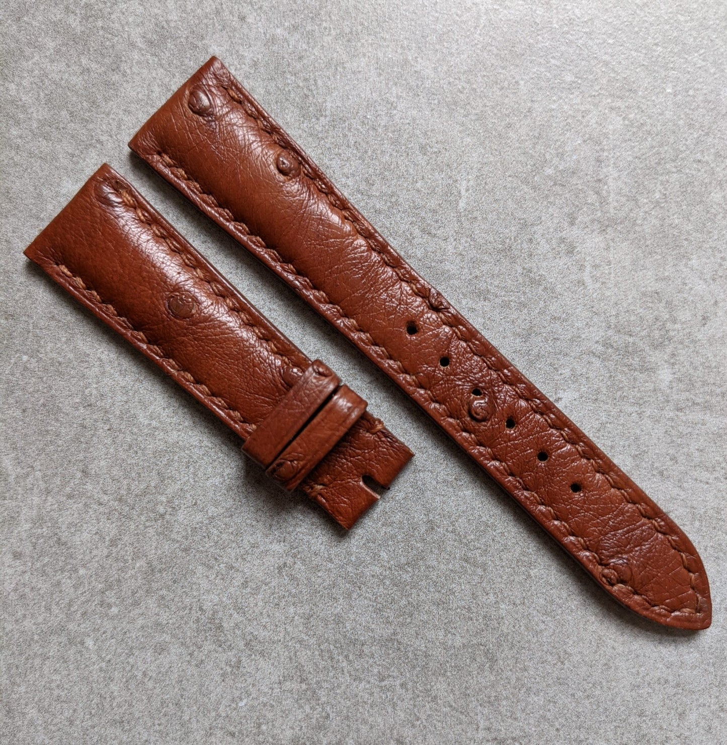 Ostrich Belly Watch Strap - Cognac