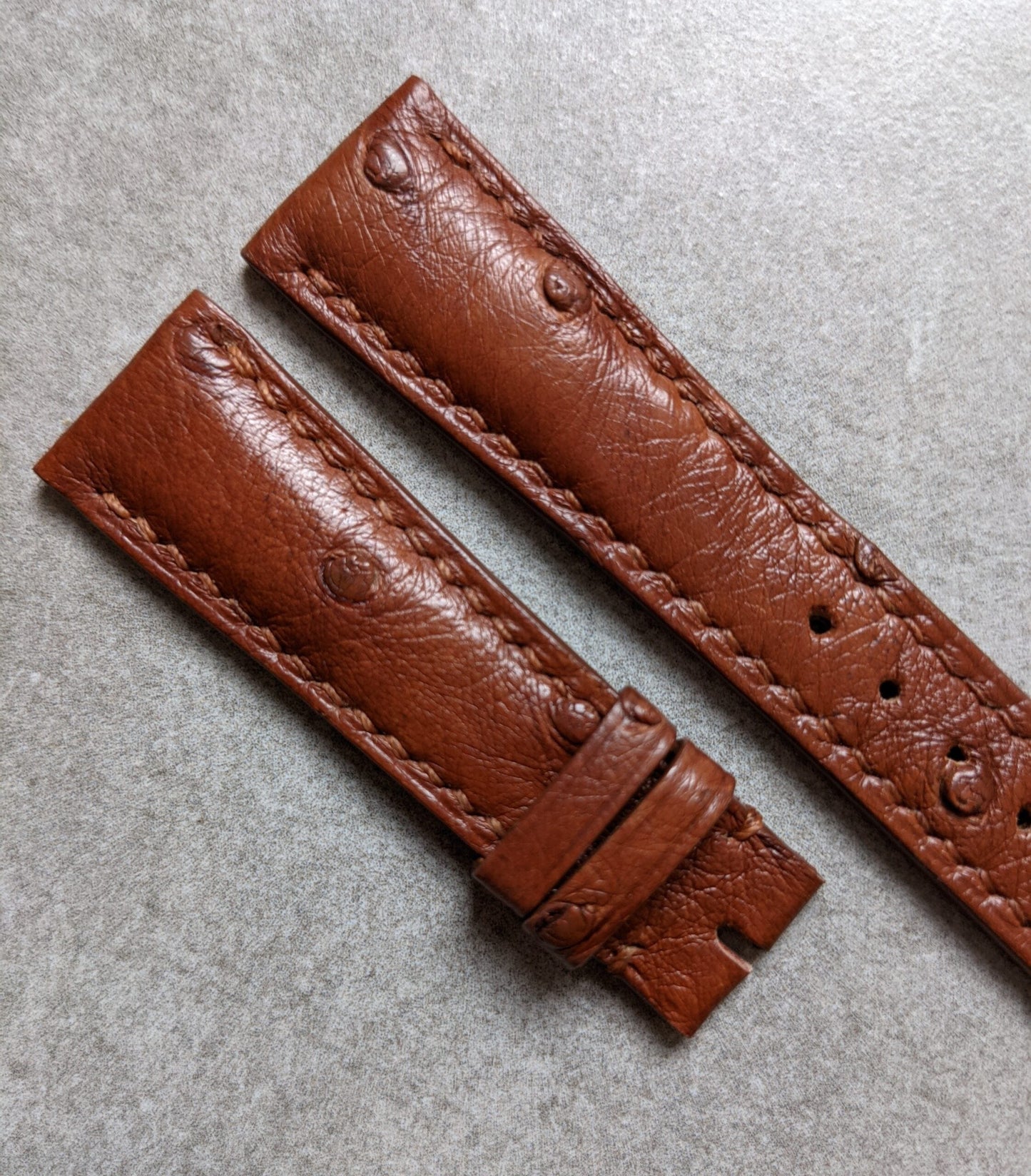 Ostrich Belly Watch Strap - Cognac