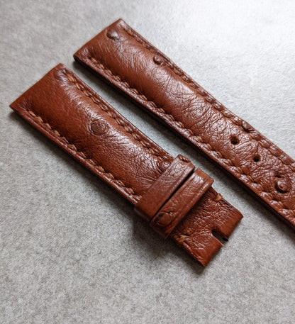 Ostrich Belly Watch Strap - Cognac