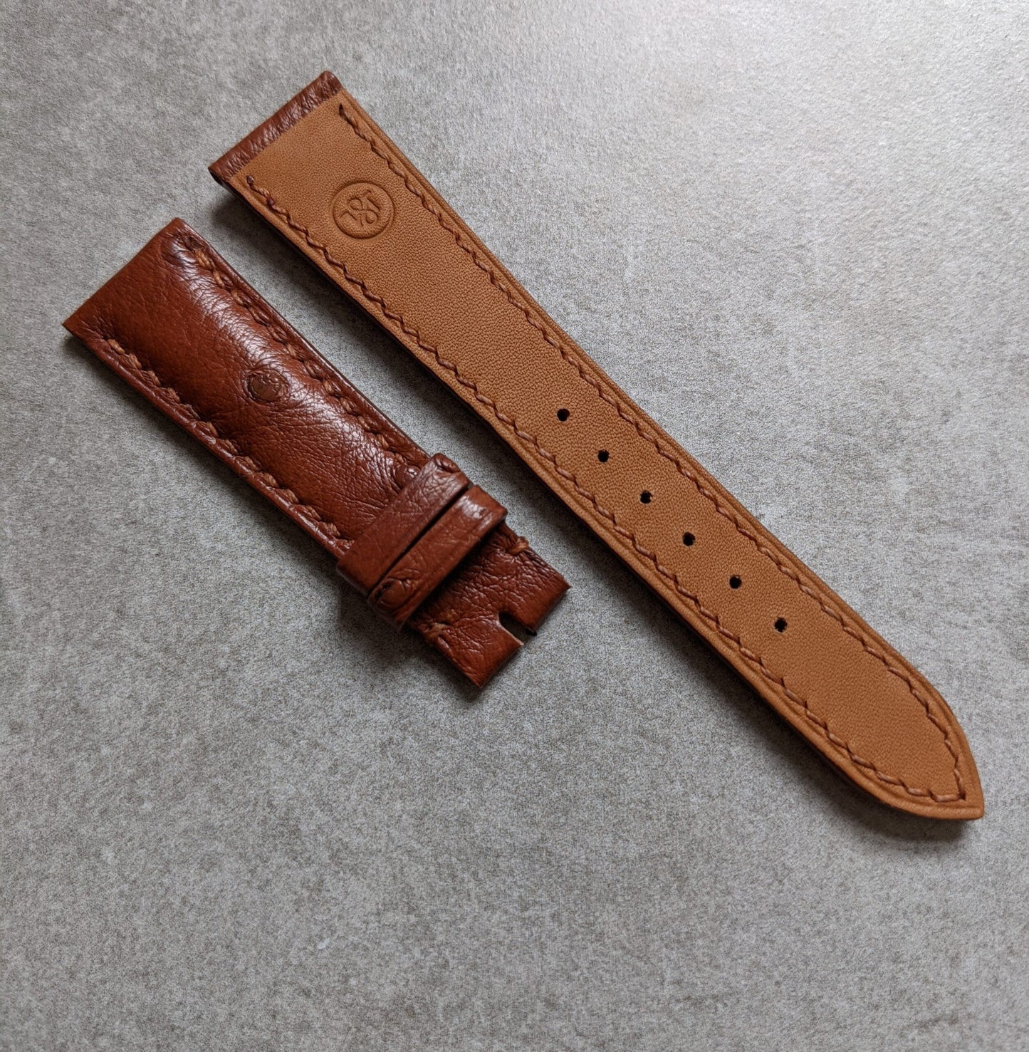 Ostrich Belly Watch Strap - Cognac