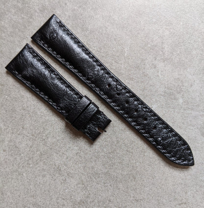 Ostrich Belly Watch Strap - Black