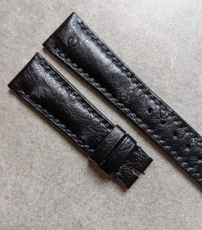 Ostrich Belly Watch Strap - Black