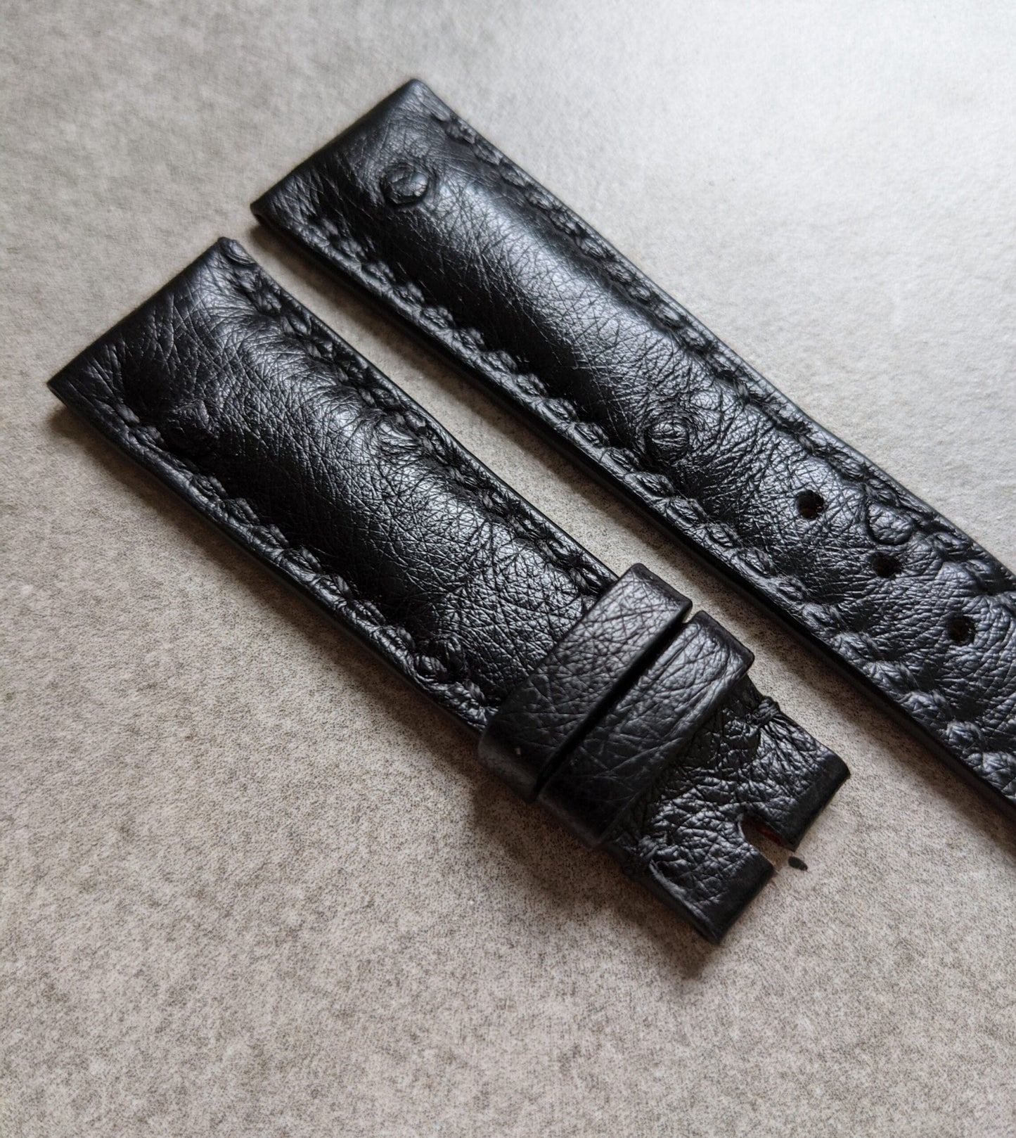 Ostrich Belly Watch Strap - Black