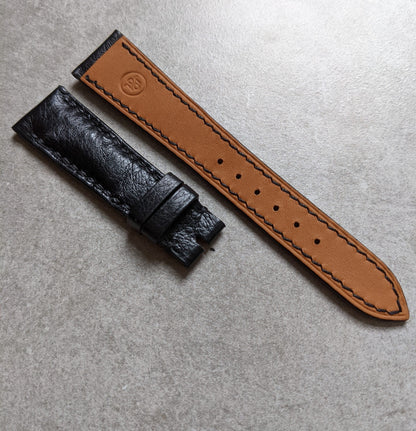 Ostrich Belly Watch Strap - Black