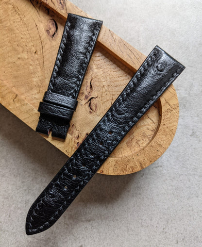 Ostrich Belly Watch Strap - Black