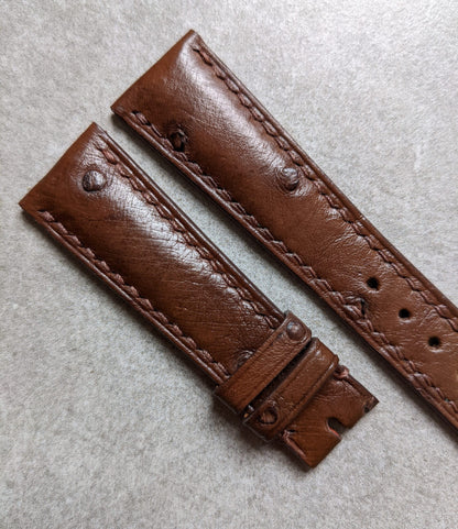 Ostrich Belly Watch Strap - Tobacco Brown