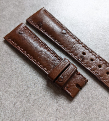 Ostrich Belly Watch Strap - Tobacco Brown