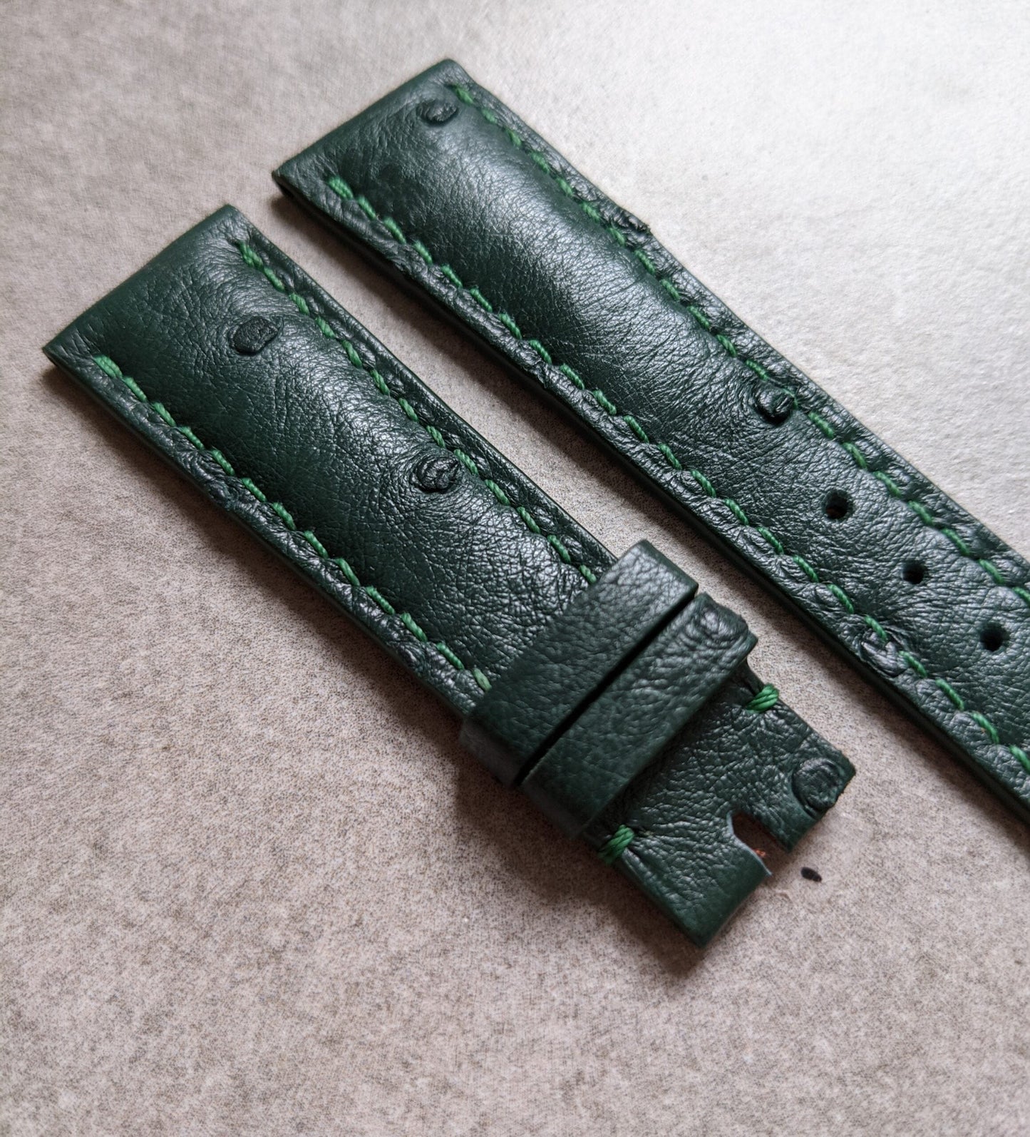 Ostrich Belly Watch Strap - Green