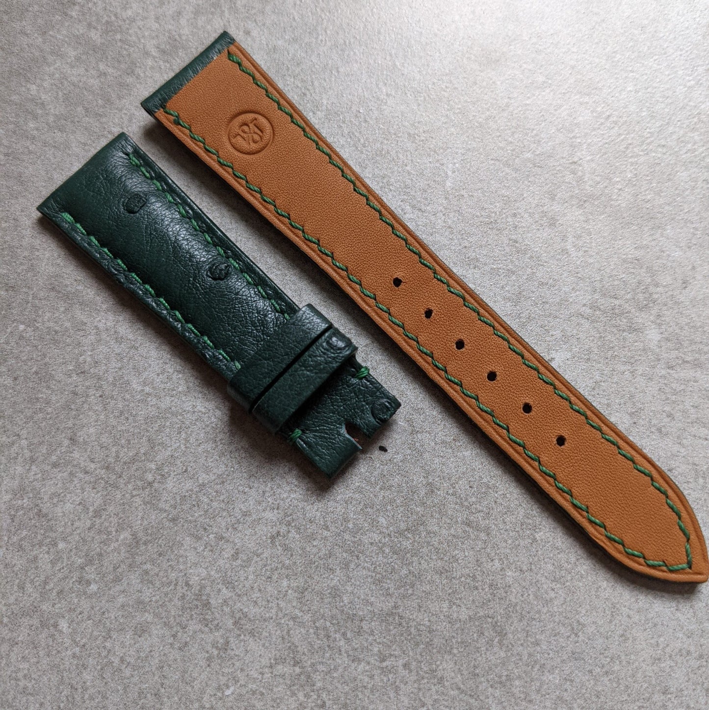 Ostrich Belly Watch Strap - Green