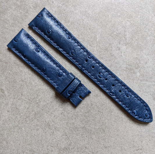 Ostrich Belly Watch Strap - Blue