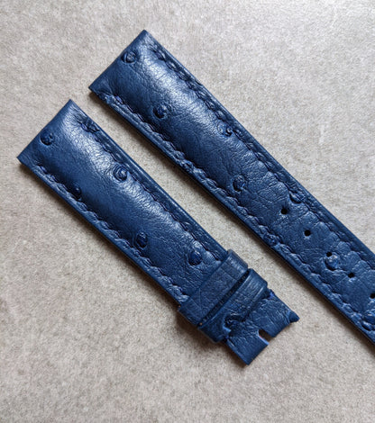 Ostrich Belly Watch Strap - Blue