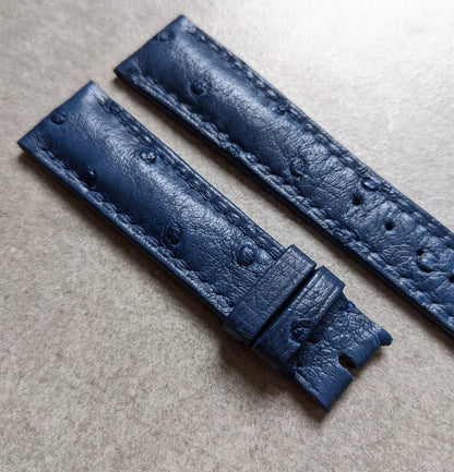 Ostrich Belly Watch Strap - Blue