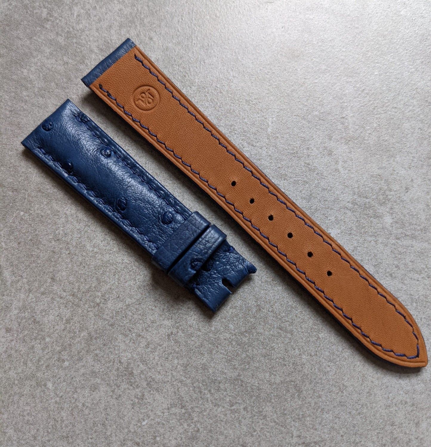 Ostrich Belly Watch Strap - Blue