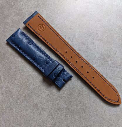 Ostrich Belly Watch Strap - Blue