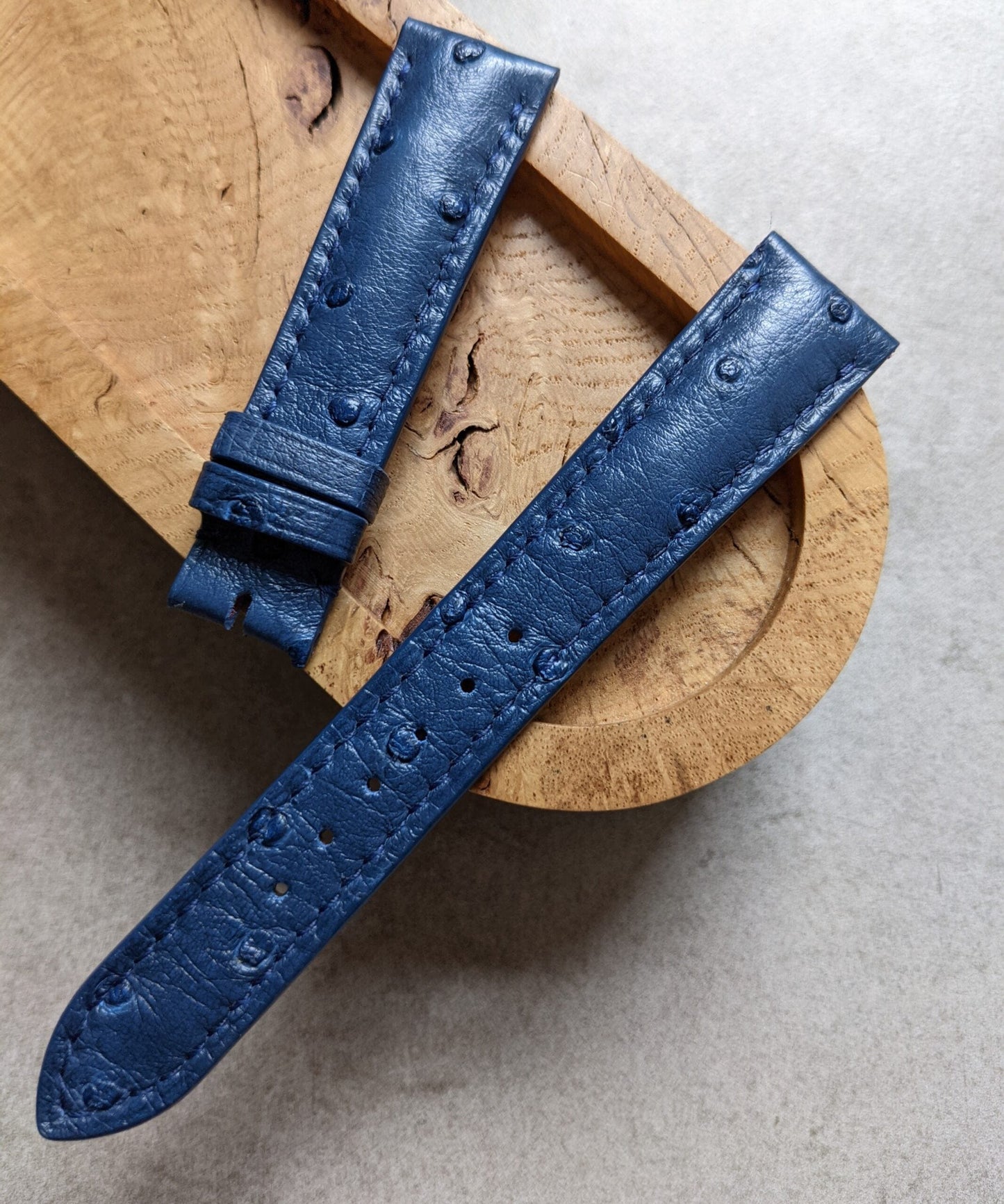 Ostrich Belly Watch Strap - Blue