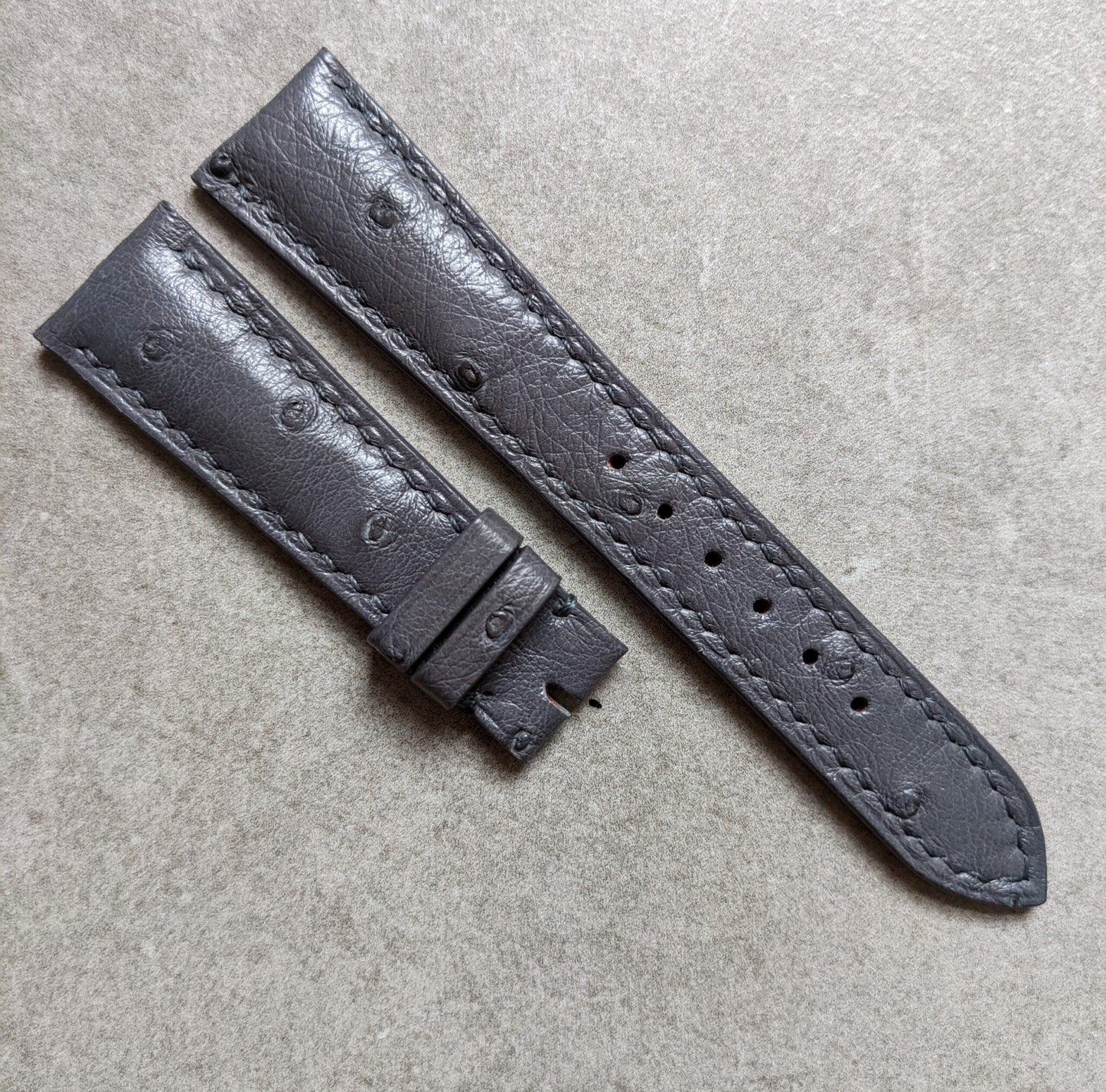 Ostrich Belly Watch Strap - Smoke Grey