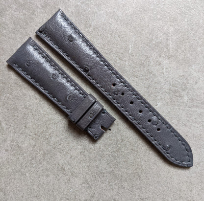 Ostrich Belly Watch Strap - Smoke Grey