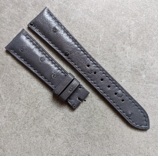 Ostrich Belly Watch Strap - Smoke Grey