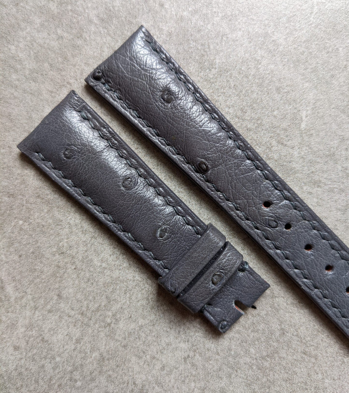 Ostrich Belly Watch Strap - Smoke Grey