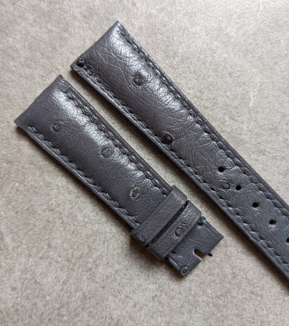 Ostrich Belly Watch Strap - Smoke Grey