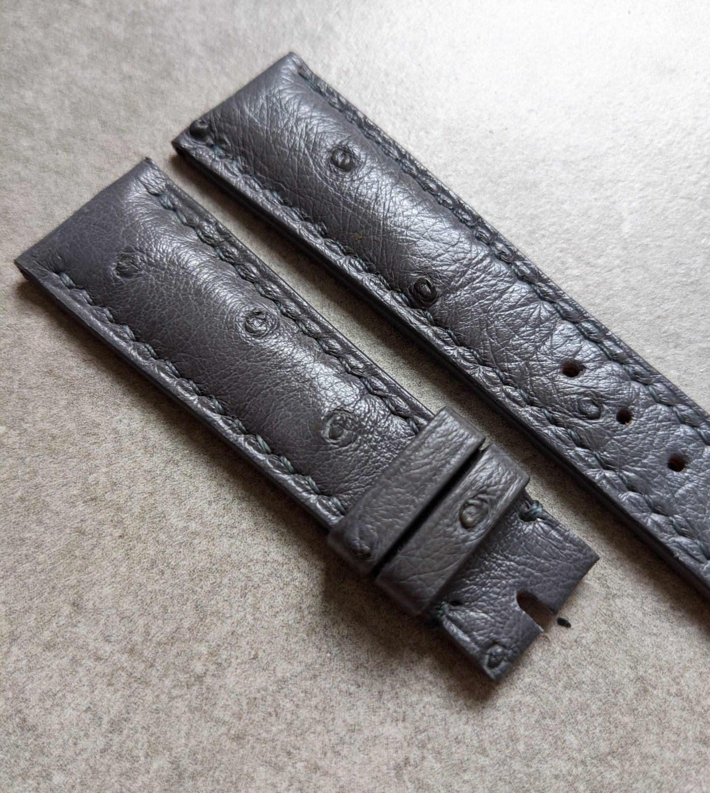 Ostrich Belly Watch Strap - Smoke Grey