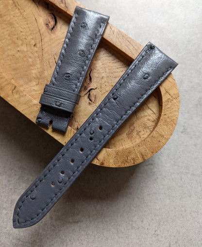 Ostrich Belly Watch Strap - Smoke Grey