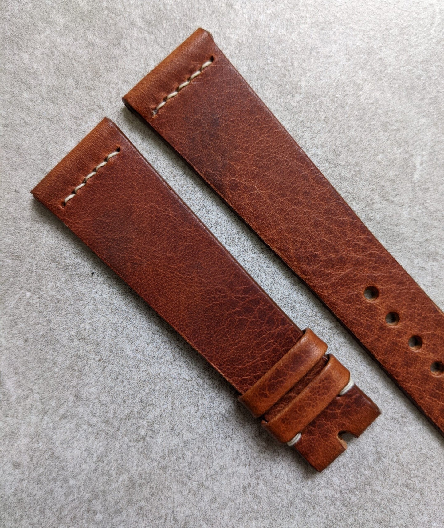 Badalassi Wax Strap Vintage Stitch - Tan Brown W/Cream stitch